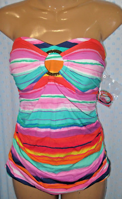 Bleu by Rod Beattie Women's 12 Bandeau Tankini Swimsuit Top Padded W/Straps