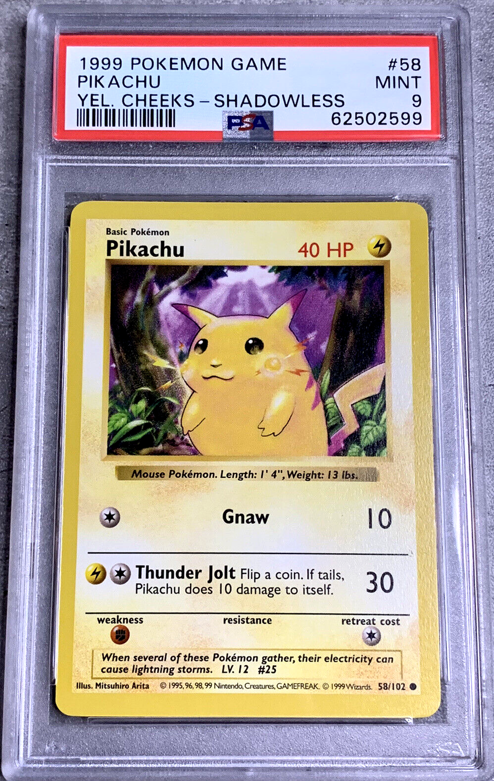 ポケモンカードゲーム Pikachu yellowcheek 1stED shadow less Pokemon Card Shadowless Pikachu Yellow Cheeks PSA 9 Mint