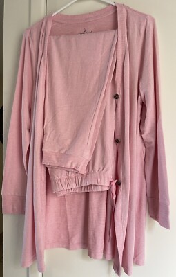 Cuddl Duds 3 Piece Lounge Set~Medium SeriouslySoft Cardi, Tank & Jogger~Pink