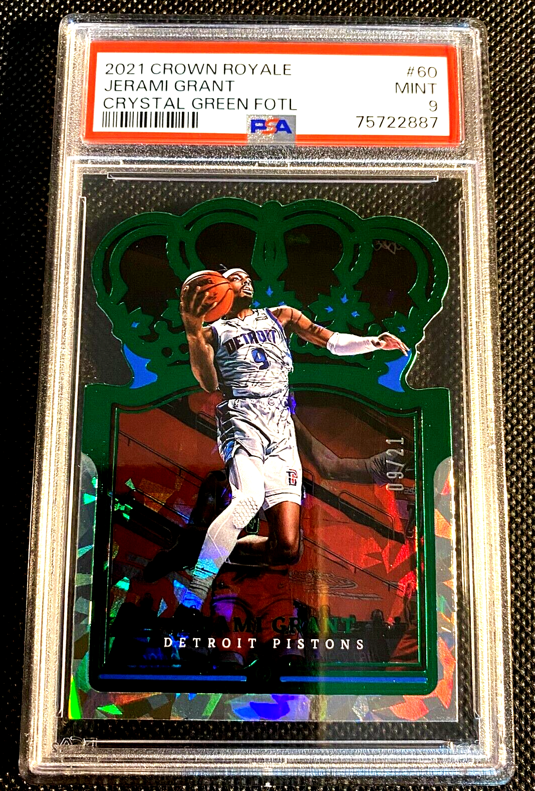 09/21 JRSY# 2021 PSA 9 MINT JERAMI GRANT CRYSTAL GREEN FOTL CROWN
