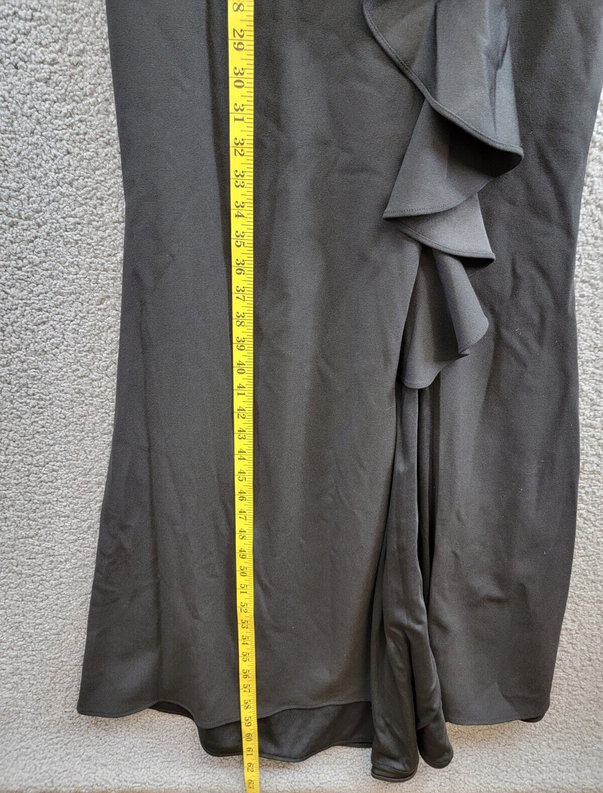 Betsy & Adam Sleeveless Ruffle-Detail Gown Women's 4 Black Round Neck Back Zip - Picture 7 of 15