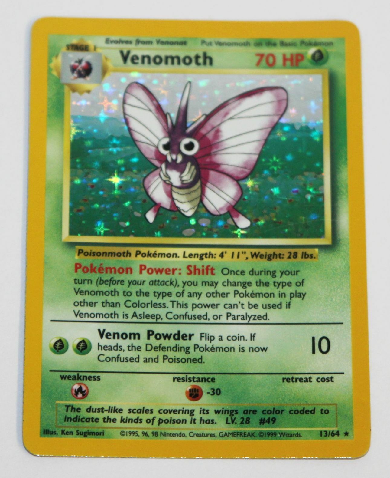 Pokemon: Venomoth Error Missing Symbol Jungle Set Holo 13/64