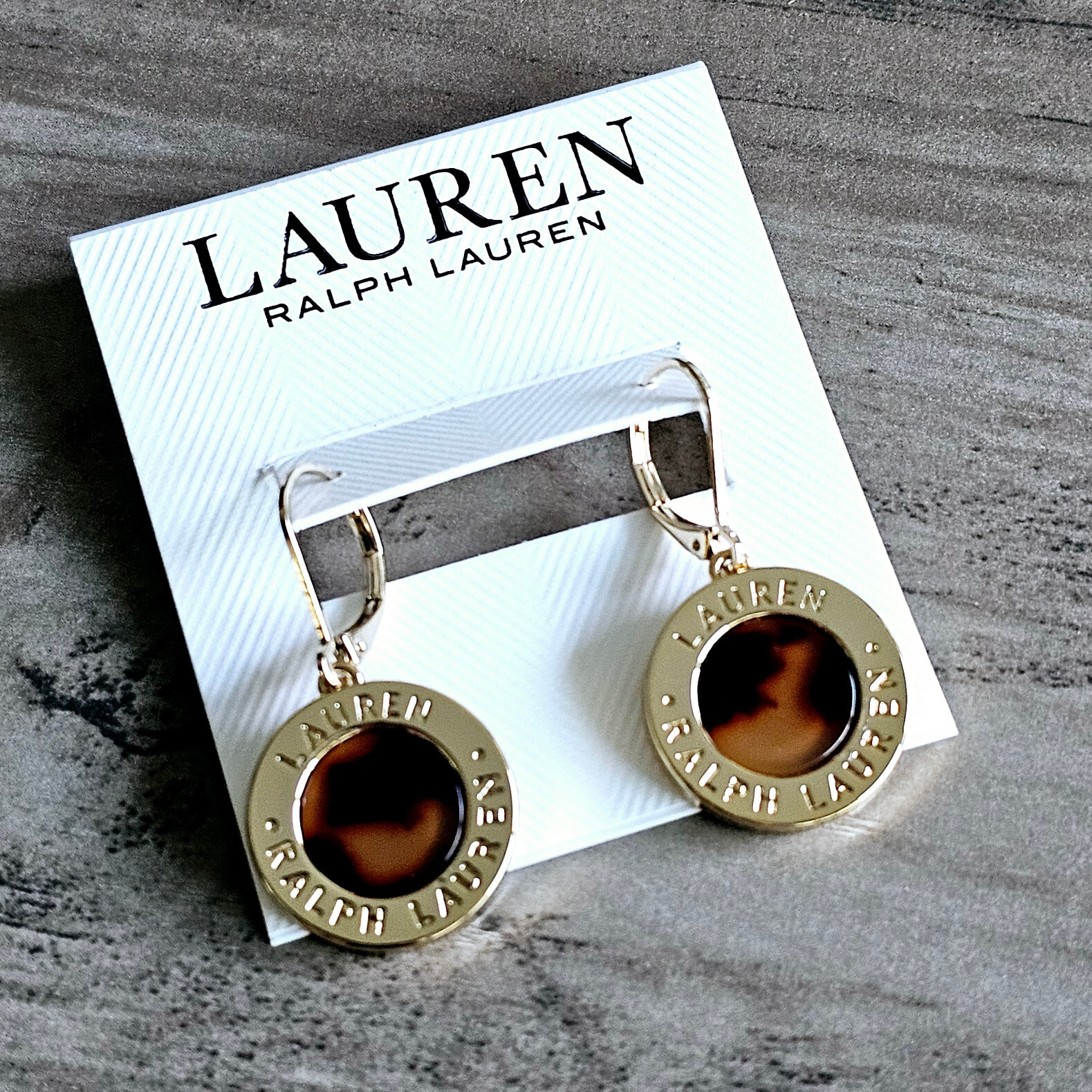 ピアス RALPH LAUREN Gold Tone Tortoise Stud Earrings Lauren Ralph Lauren Gold Tone Logo Disc Faux Tortoise Drop