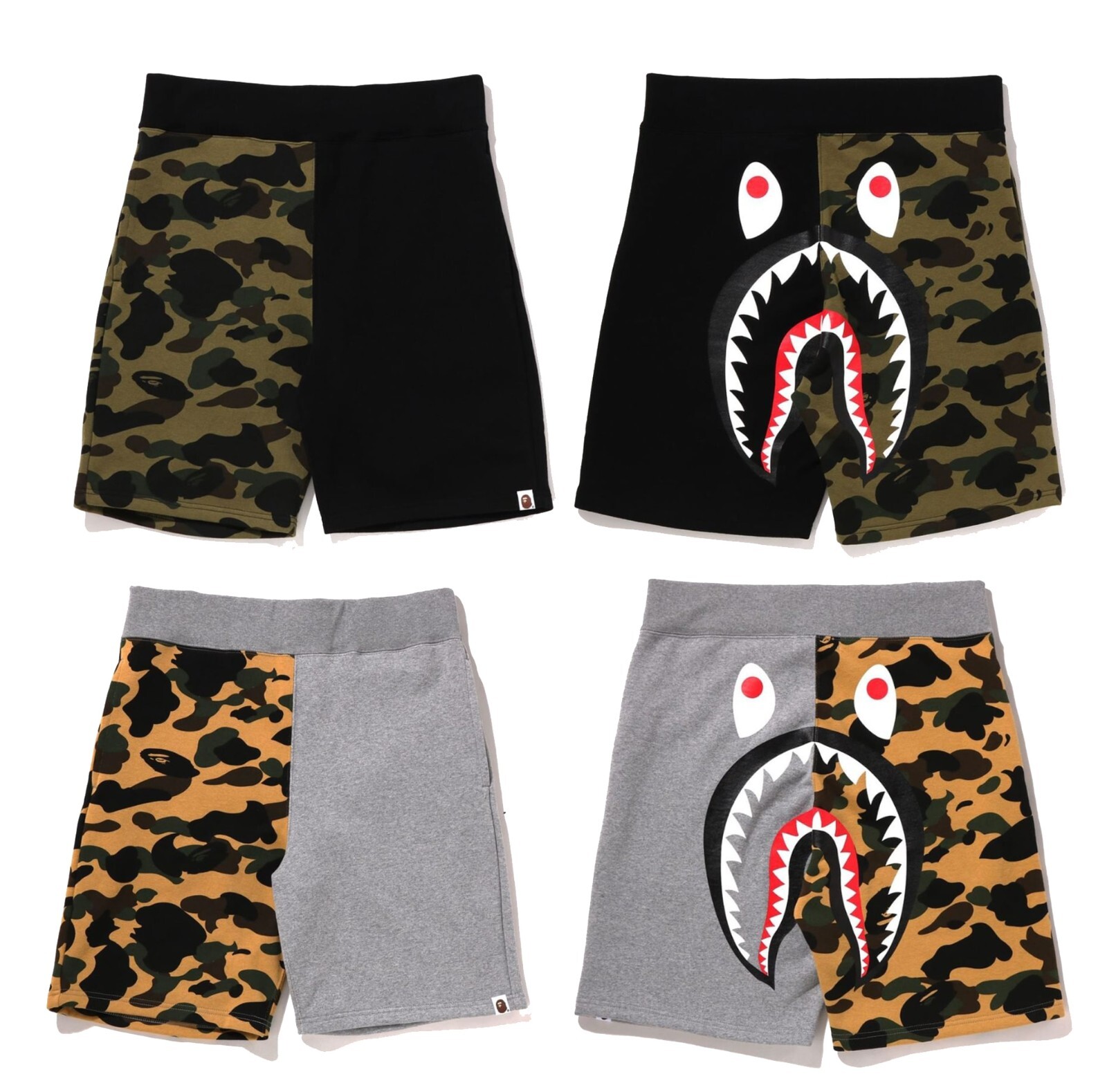A BATHING APE Men's 1ST CAMO BACK SHARK SWEAT SHORTS A BATHING APE Men's 1ST CAMO BACK SHARK SWEAT SHORTS