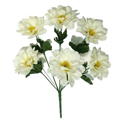 (12-Pack) Cream 3.5'' Dahlias 14'' Bush Home Wedding Silk Flower In/Outdoor Decor
