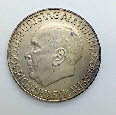 Richard Strauss 1964 100th Birthday  Silver Medal Commemorate  Daphne Opera 
