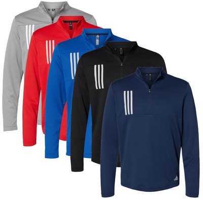 Пуловер для гольфа Adidas с 3 полосками двойной вязки и молнией в четверть, A482 — новинка