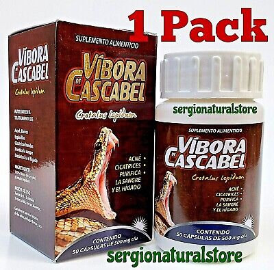 VIBORA de CASCABEL 50 Capsulas 500 mg RATTLESNAKE POWDER 100% ORIGINAL