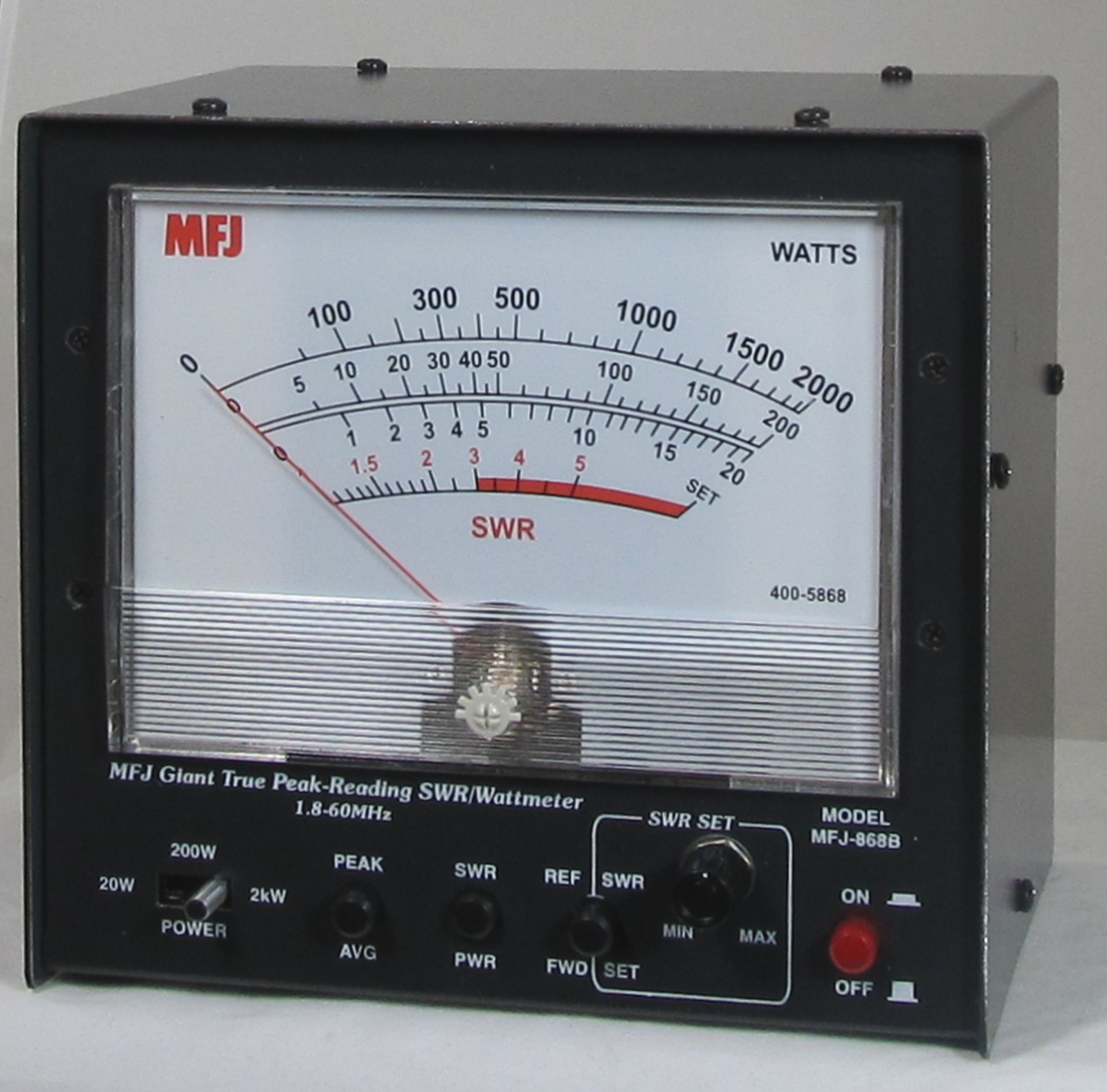 MFJ868B Giant HF/6M (1.8 54MHz) Peak Reading SWR/Wattmeter, 20/200