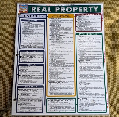 Bar Charts Inc. Quick Study Law Real Property Legal Reference Plastic Chart 2003
