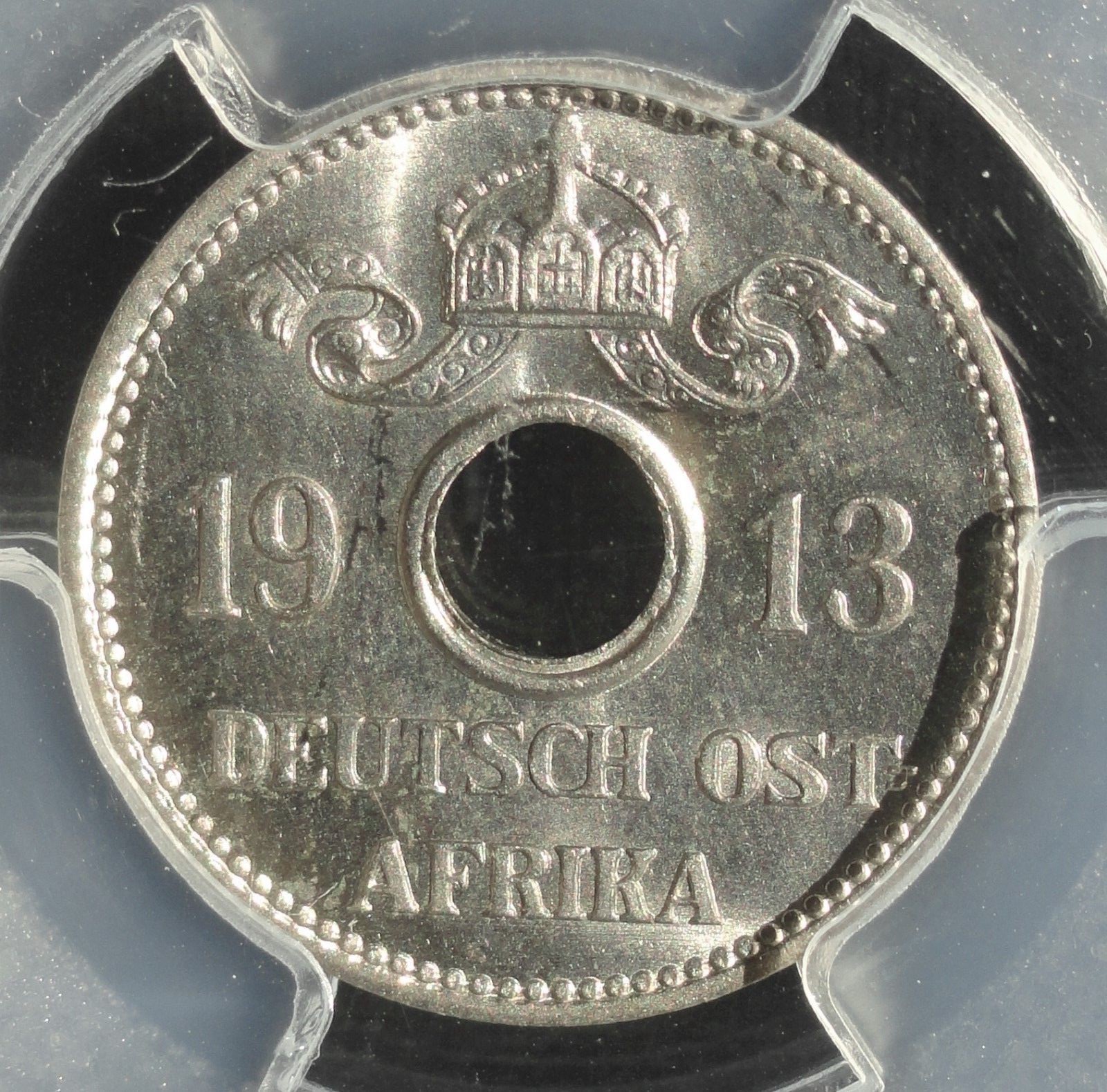 GERMAN EAST AFRICA 1913 A, 5 HELLER, PCGS MS 64