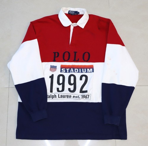 VTG Polo Ralph Lauren 1992 Stadium Plates Rugby Shirt sz L VTG Polo Ralph Lauren 1992 Stadium Plates Rugby Shirt sz L