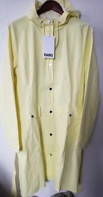 RAINS Curve W Hooded Jacket Straw Yellow Waterproof Large L Rain