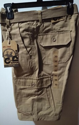 C D Copper Denim Mens Belted Cargo Shorts Choose Size Khaki