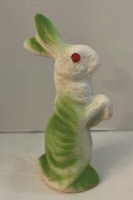 Green Easter Paper Mache Bunny Candy Container