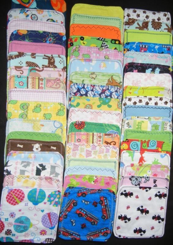 5  handmade cloth wipes/washcloths double flannel 