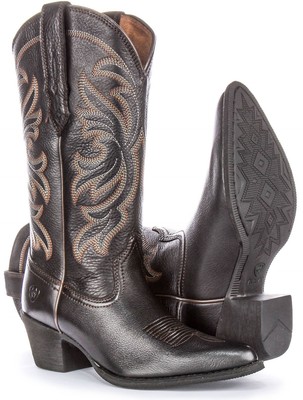 Pre-owned Ariat Heritage J Toe Duratread Pull Tab Western Womens Boot Black Us 4 - 9