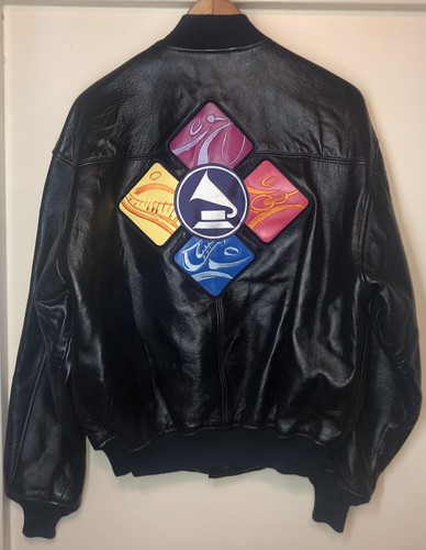 AVIREX 43RD GRAMMY AWARDS COMMEMORATIVE BLUE LEATHER Jacket Made In USA  Size MED