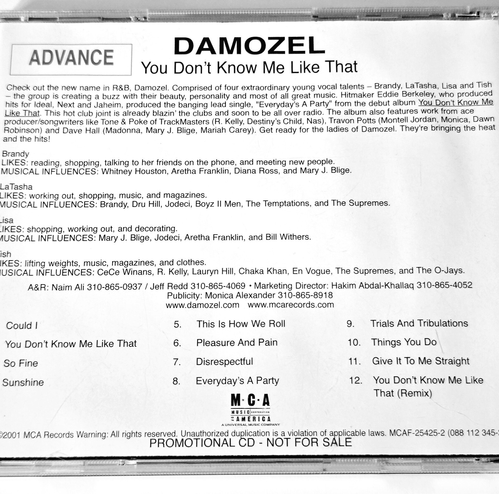 ■[廃盤] NOISEMAKER 1st CD「TITLE IS MYSELF」 DAMOZEL PROMO CD YOU DONT KNOW ME LIKE THAT MCA RECORDS 2001