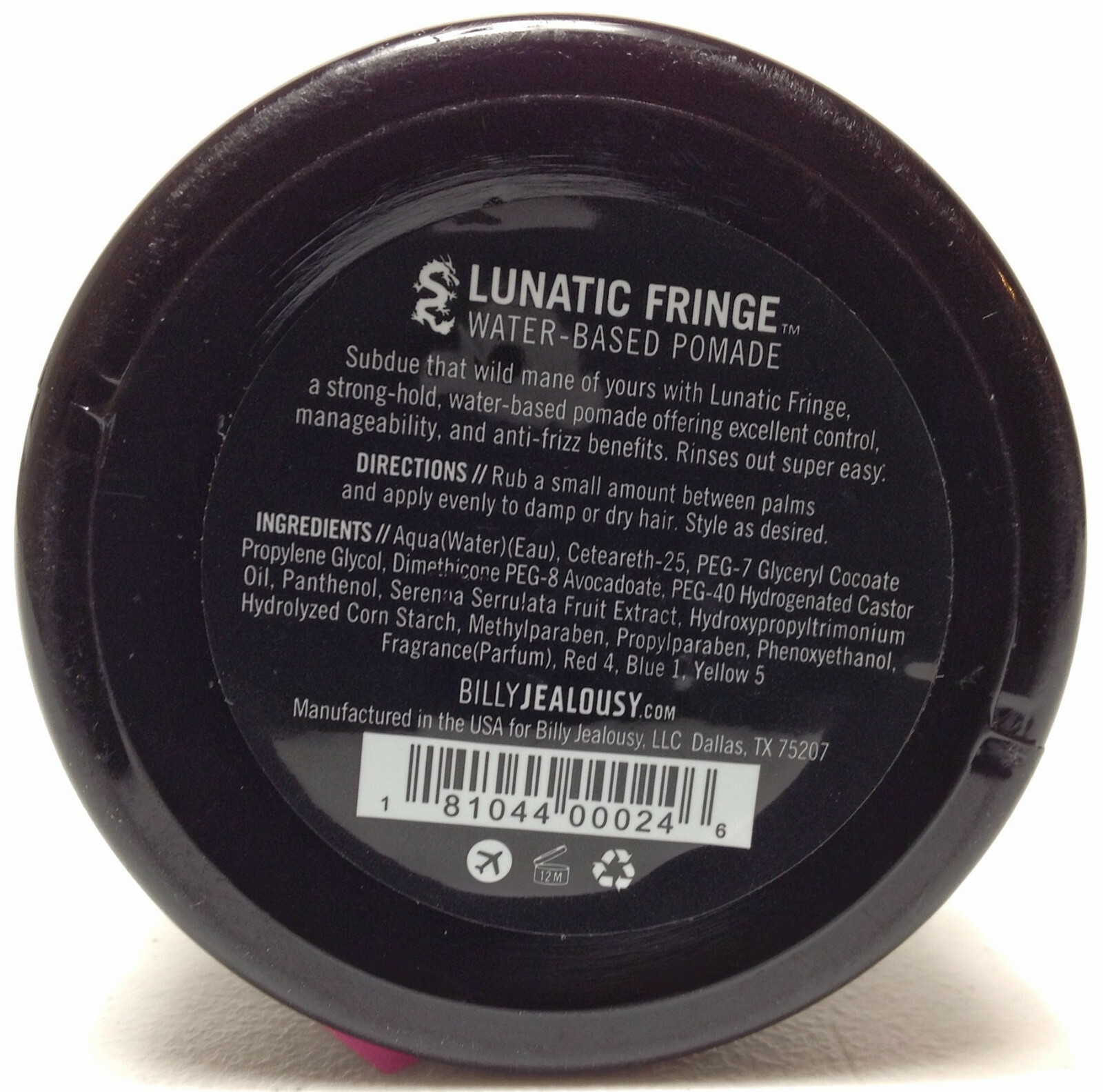Billy Jealousy Lunatic Fringe Hair Pomade For Men 3 Oz New