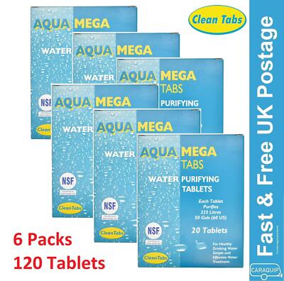 Aqua Clean Mega Tabs x 20 Drinking Water Purification Sterilising