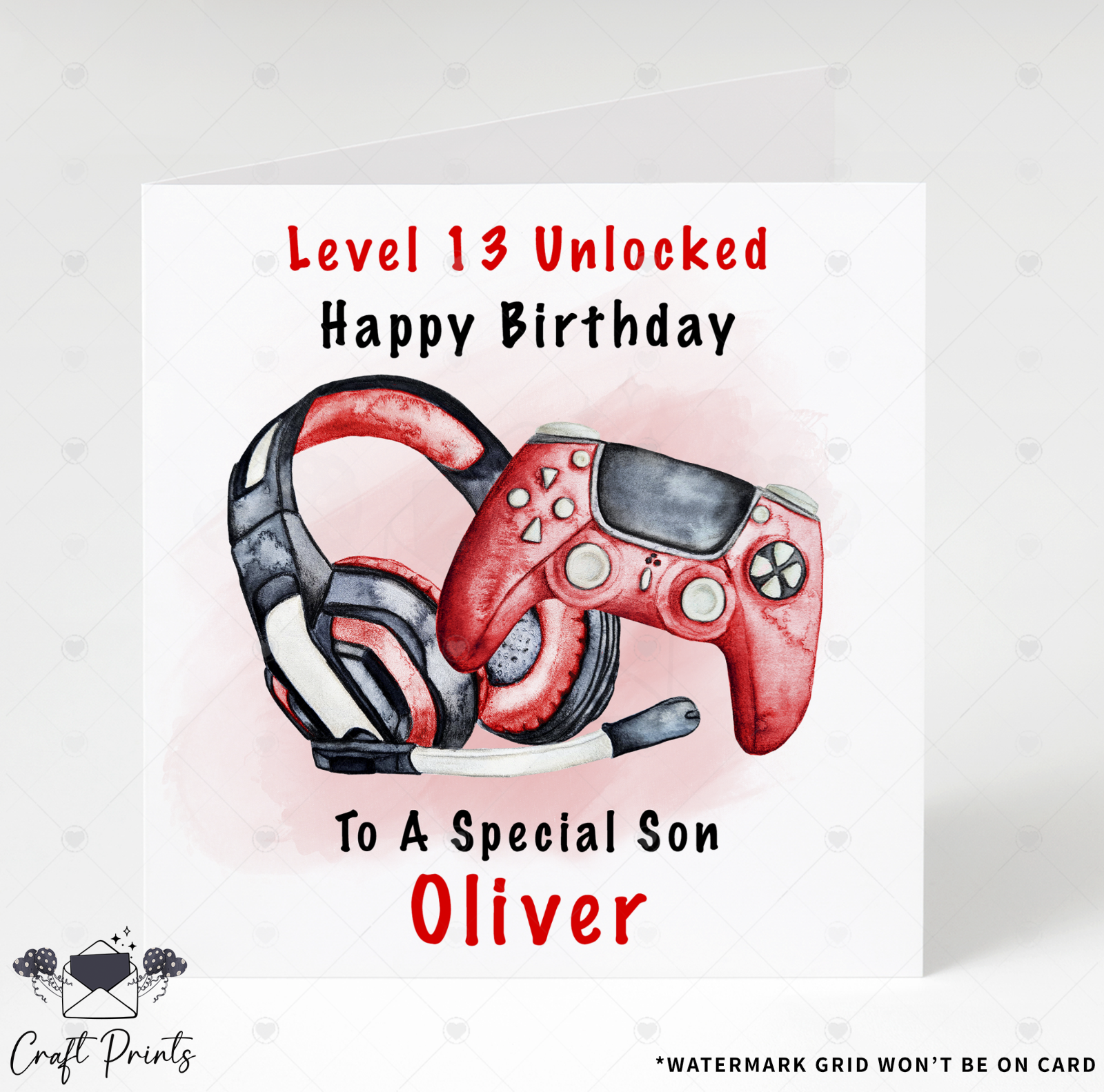 Second Ave Geburtstagskarte Für Jungen – Gamer-Motiv 'Great Grandson', Quadratisch, 14,5x14,5 Cm, Mit Umschlag