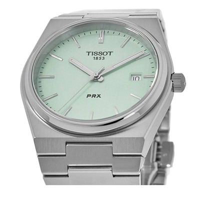 Pre-owned Tissot Prx T-classic Swiss Made Stainless Steel Green Dial 100m Unisex Watch