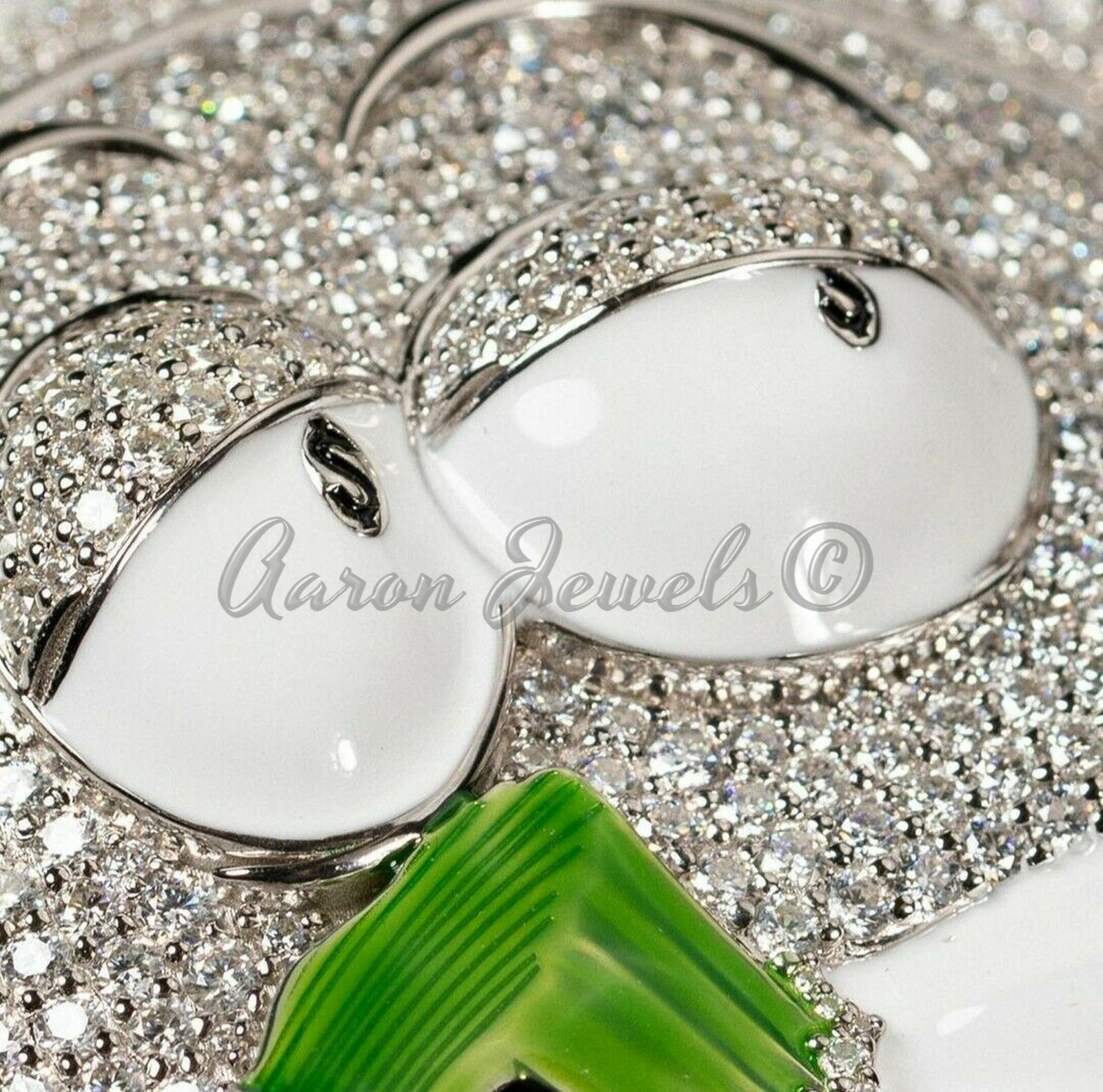 Pre-owned Handmade Men's Moissanite Vvs1 Cartoon Big Enamel Pendant Real 925 Silver Passes Tester In White/colorless