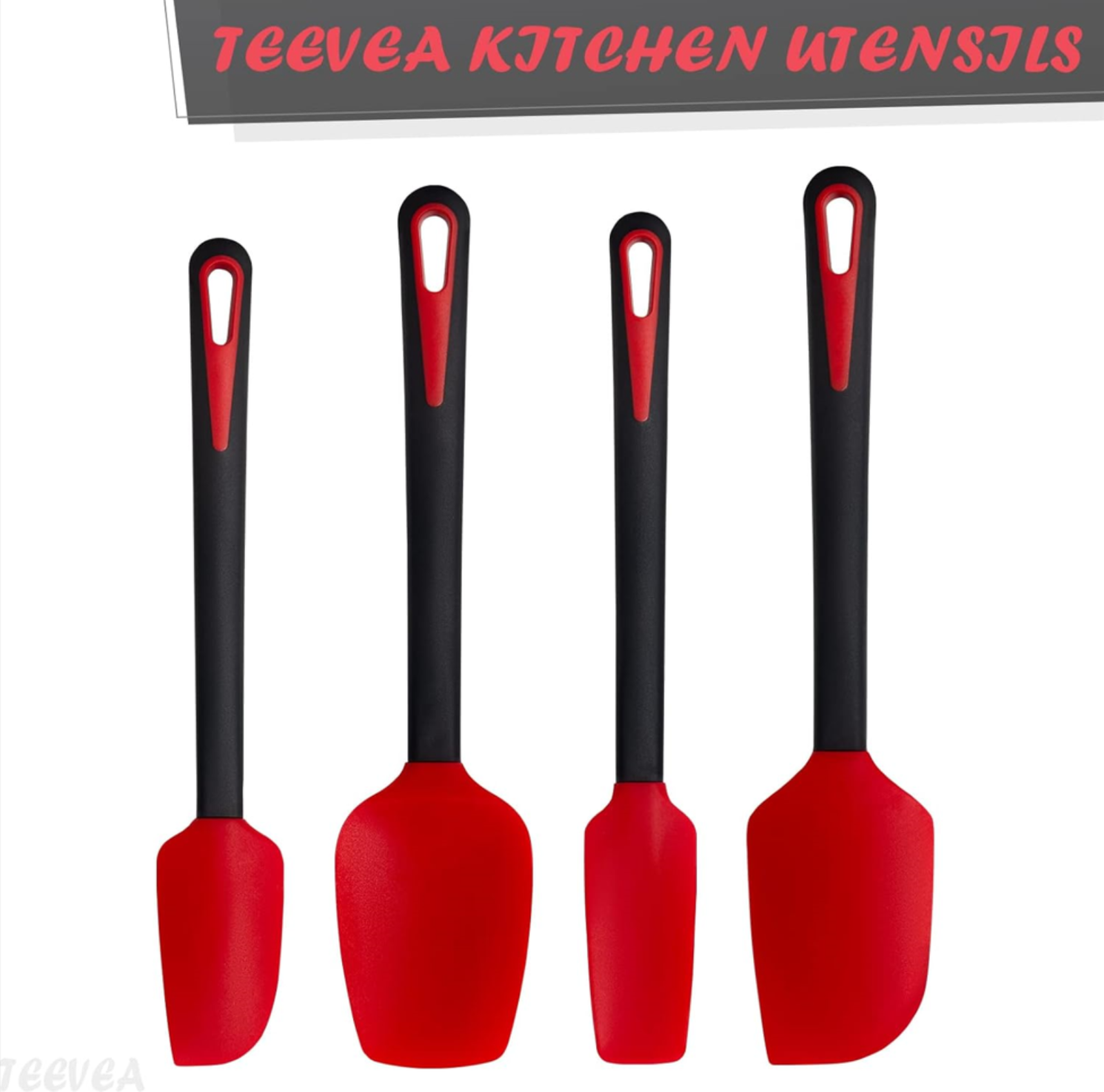 TEEVEA 4pc Silicone Utensil Spatula Set ULTRA Heat Resistant Baking Kitchen
