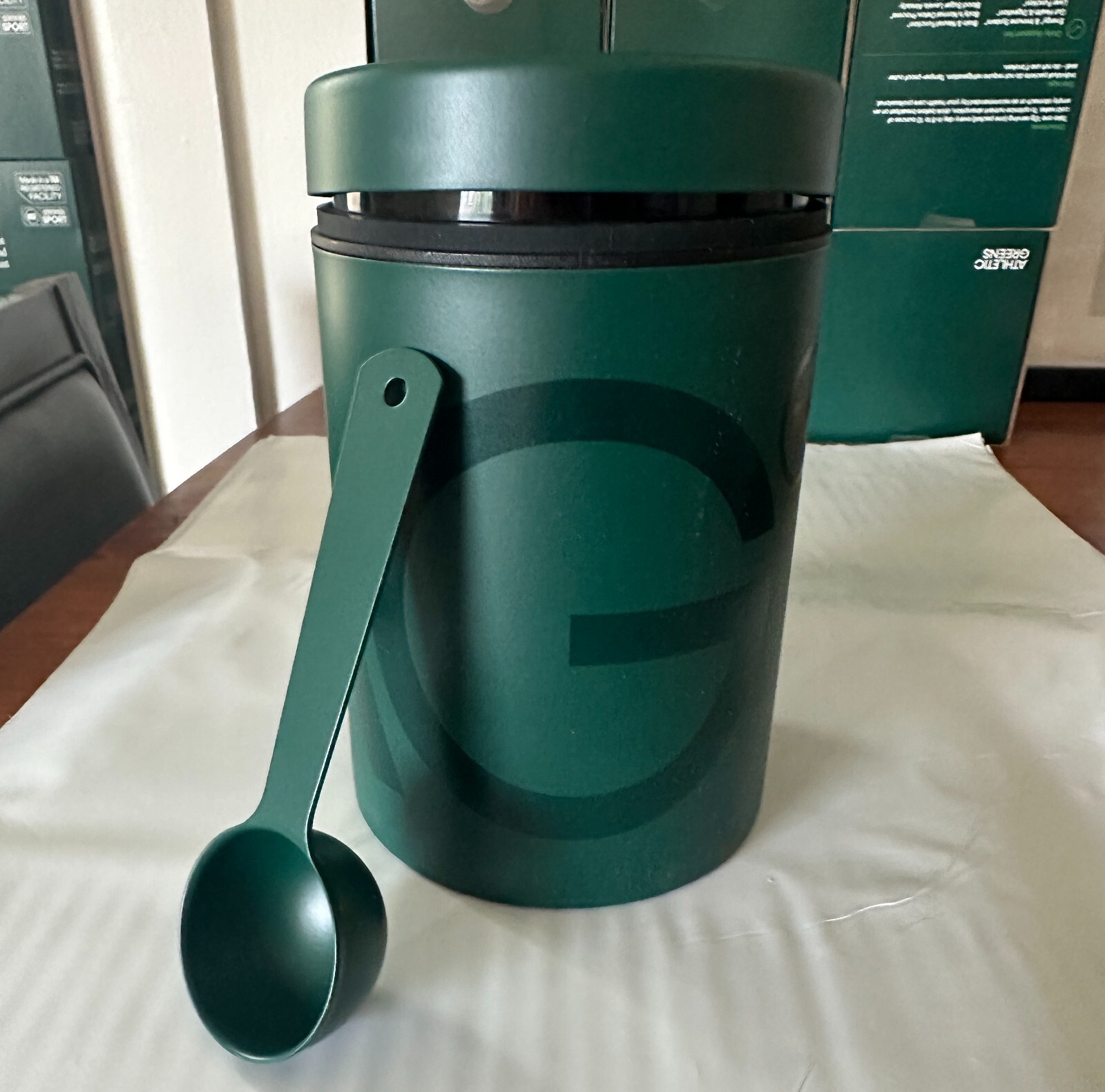 Athletic Greens AG1 Canister Metal & Scoop Pre Workout Mix Container