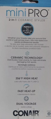 NIB CONAIR MiniPro 2-IN-1 Ceramic Styler With Carrying Case