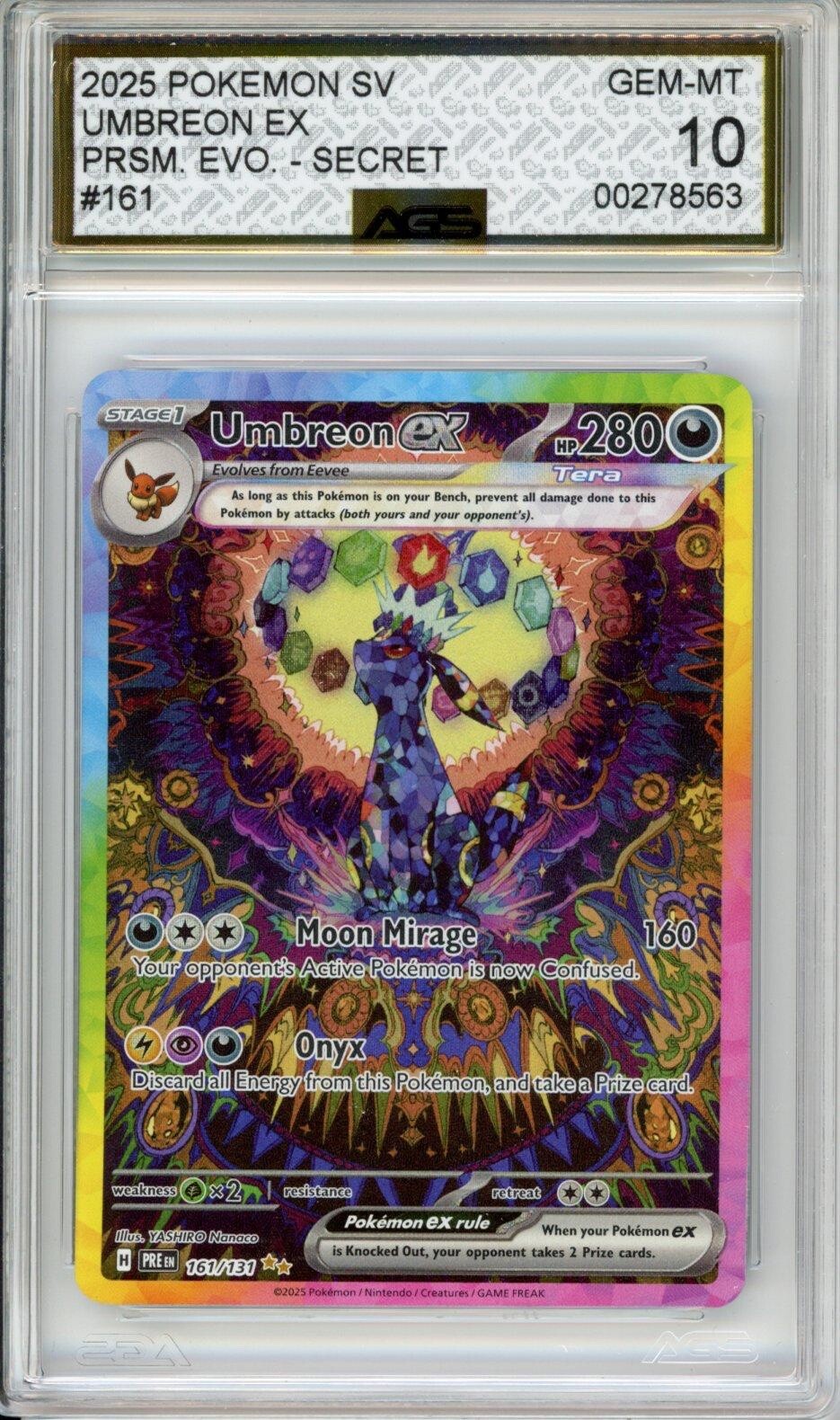 ポケモンカードゲーム UMBREON ex GEM MT 10 SAR PSA 10 Umbreon ex SAR 217/187 Terastal Festival sv8a 2024