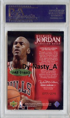 1999 UD Game Jersey Employee Farewell Shot Michael Jordan Auto Signed PSA UDA 1