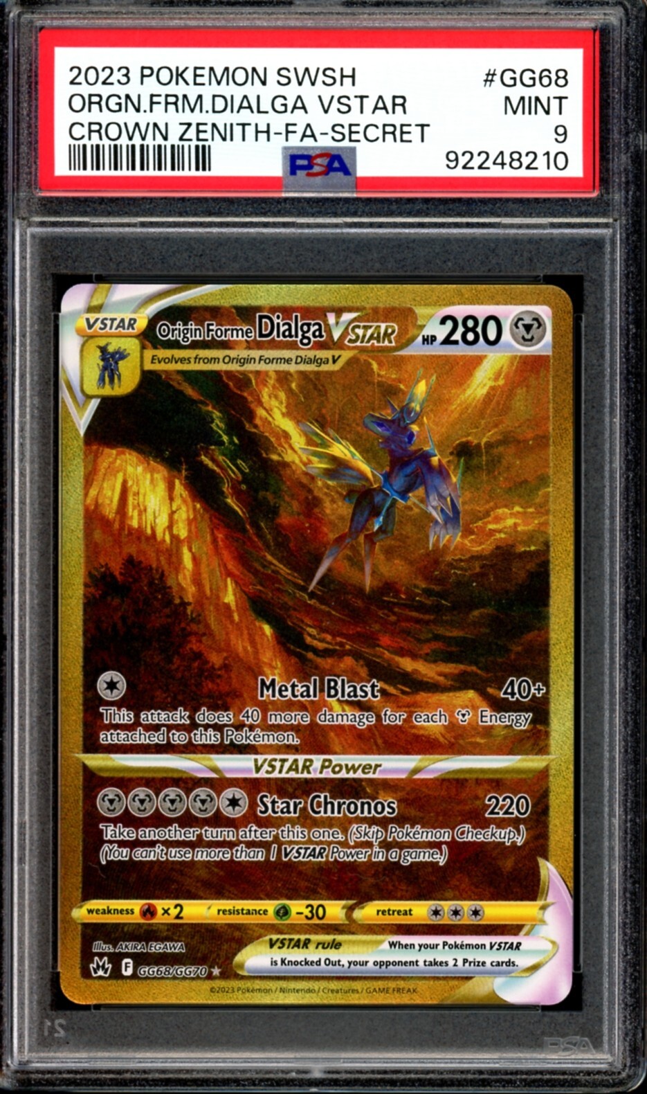PSA 9 MINT Origin Forme Dialga VSTAR GG68/GG70 Crown Zenith PSA 9 MINT Origin Forme Dialga VSTAR GG68/GG70 Crown Zenith