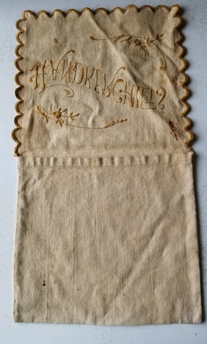 Vintage Handkerchief Pouch Holder Embroidery
