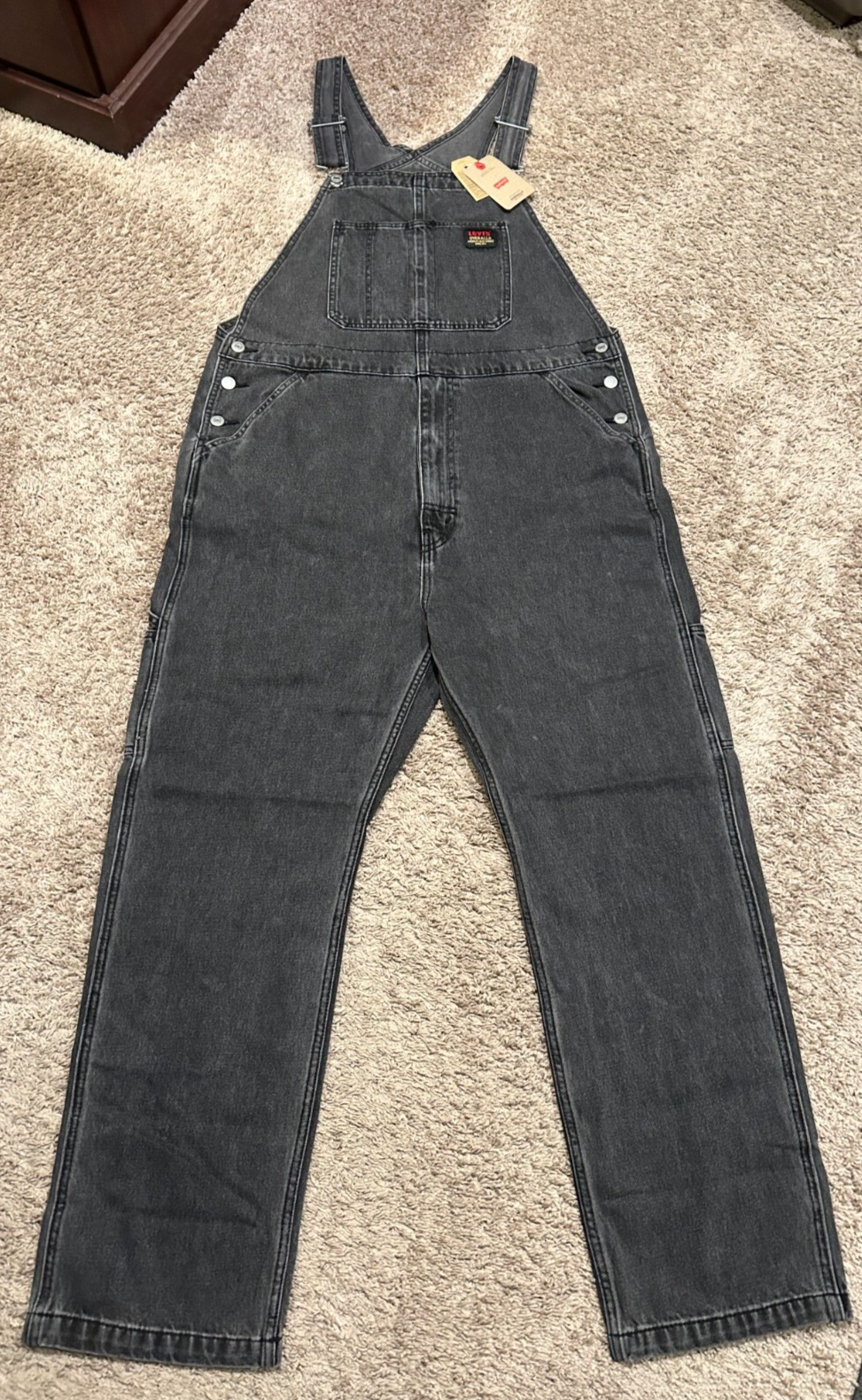 Levi's Relaxed Straight Fit Overalls Faded Gray Many Sizes
