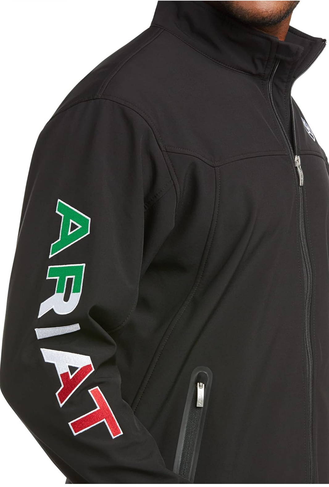 Ariat® Men's New Team Logo Black Mexico Flag Softshell Jacket
