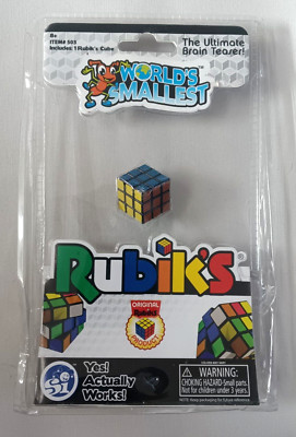 Worlds Smallest Rubik's Cube, New is Sealed slightly worn Plastic