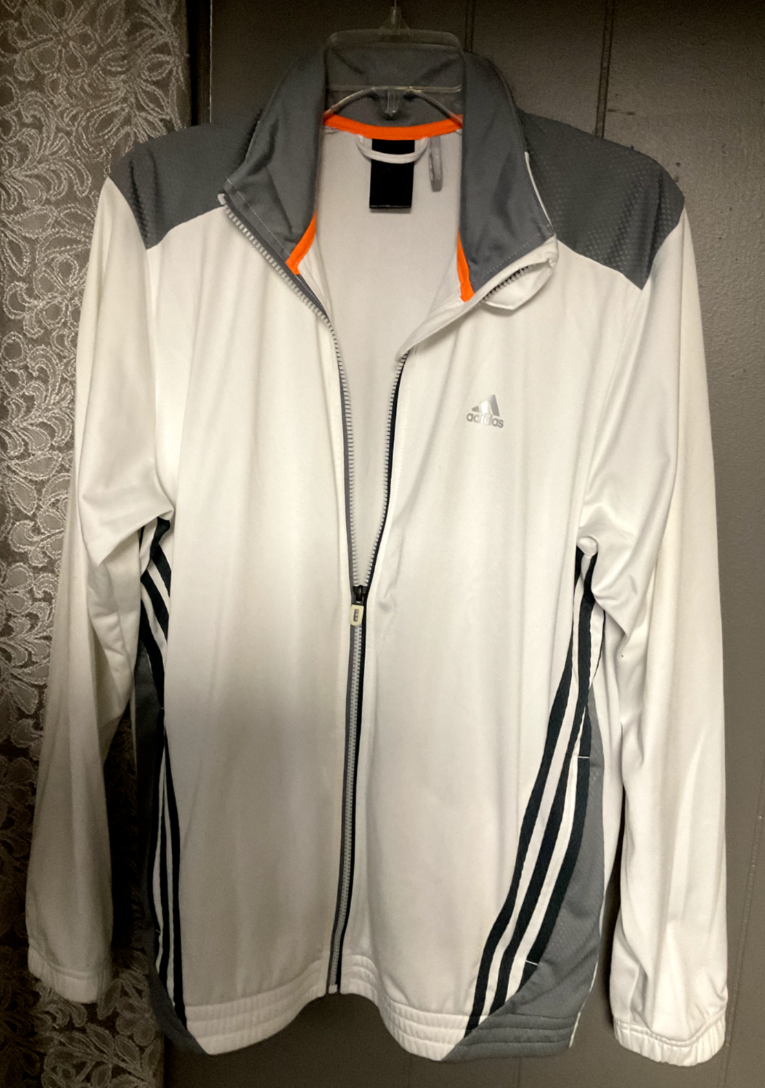 K20 Adidas Zip-Up Track Suit Jacket, White/ Grey Size Large