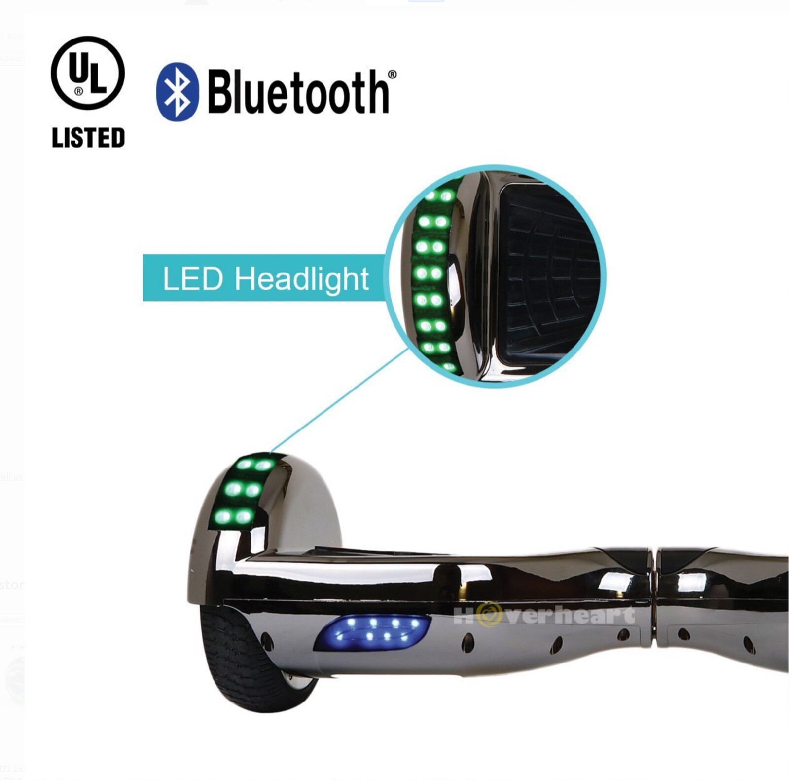 6.5'' Hoverheart Bluetooth Speaker LED STAR FLASHING WHEELS Scooter UL listed