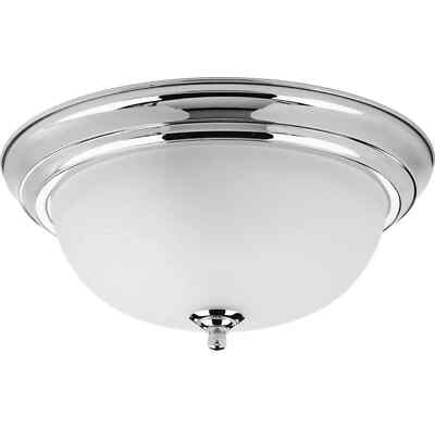 Progress Lighting DomeGlass Collection 13.25'' 2-Light Polished Chrome FlushMount