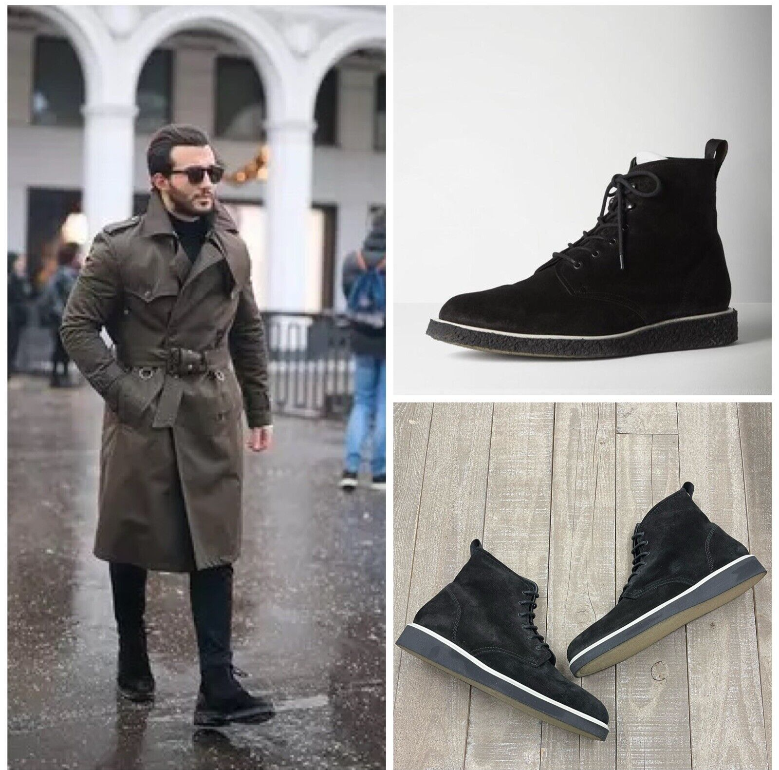 NIB $495 Rag & Bone Men's Elliot Lace Up Boot In Black Waxy Size: 42(US 9)