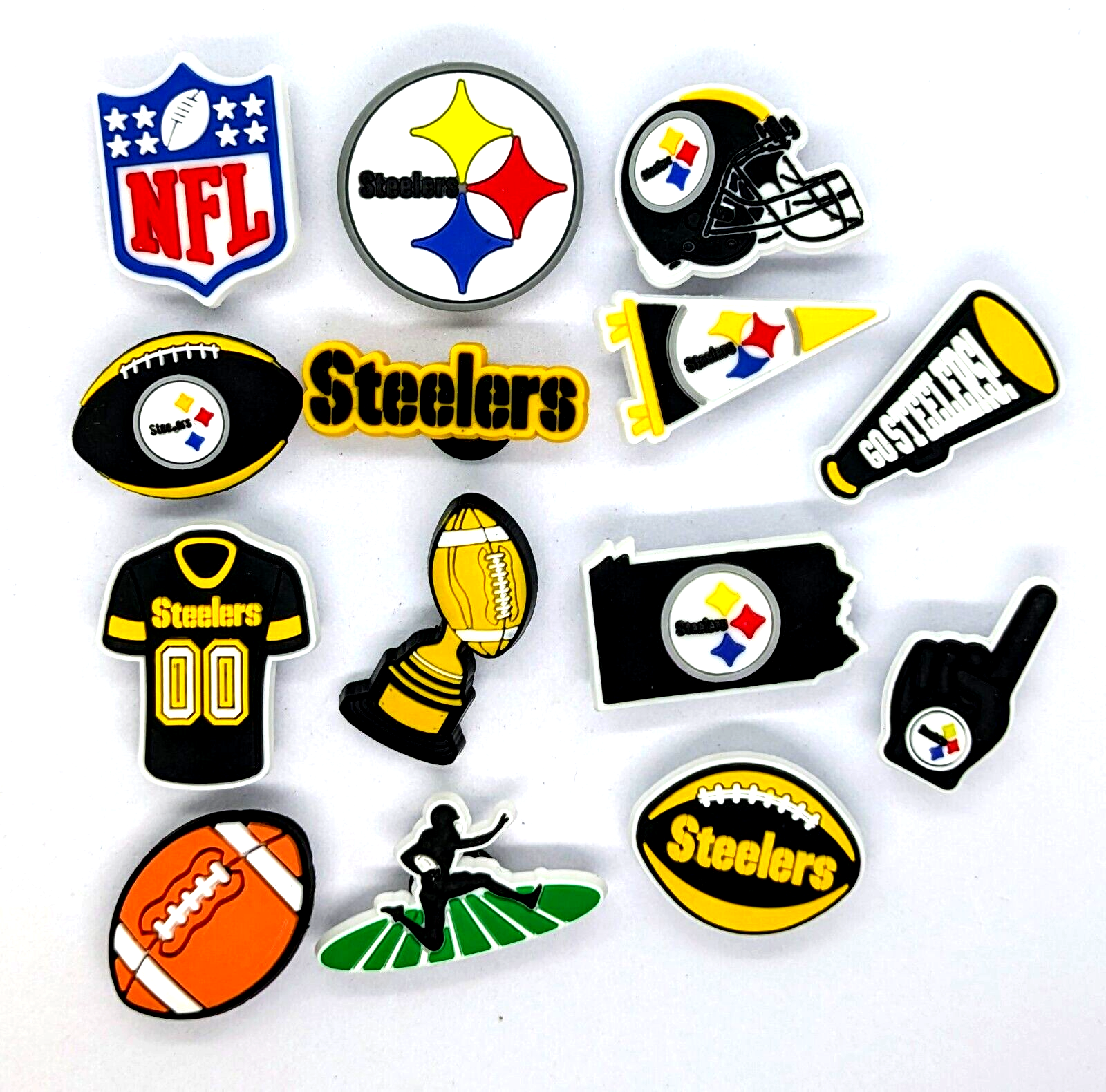 PITTSBURGH STEELERS SHOE CHARMS (14pcs) Football Cool Gift Accessories