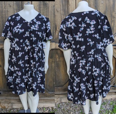 NWT EVRI Dress 3X Babydoll Floral Tiered Flowing Cottagecore Comfy MSRP $56.00