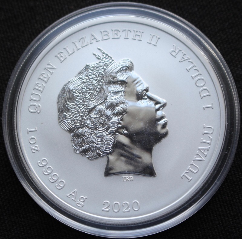 2020 TUVALU $1 DOLLAR 9999 PURE SILVER 1 Oz. COIN - JAMES BOND 007
