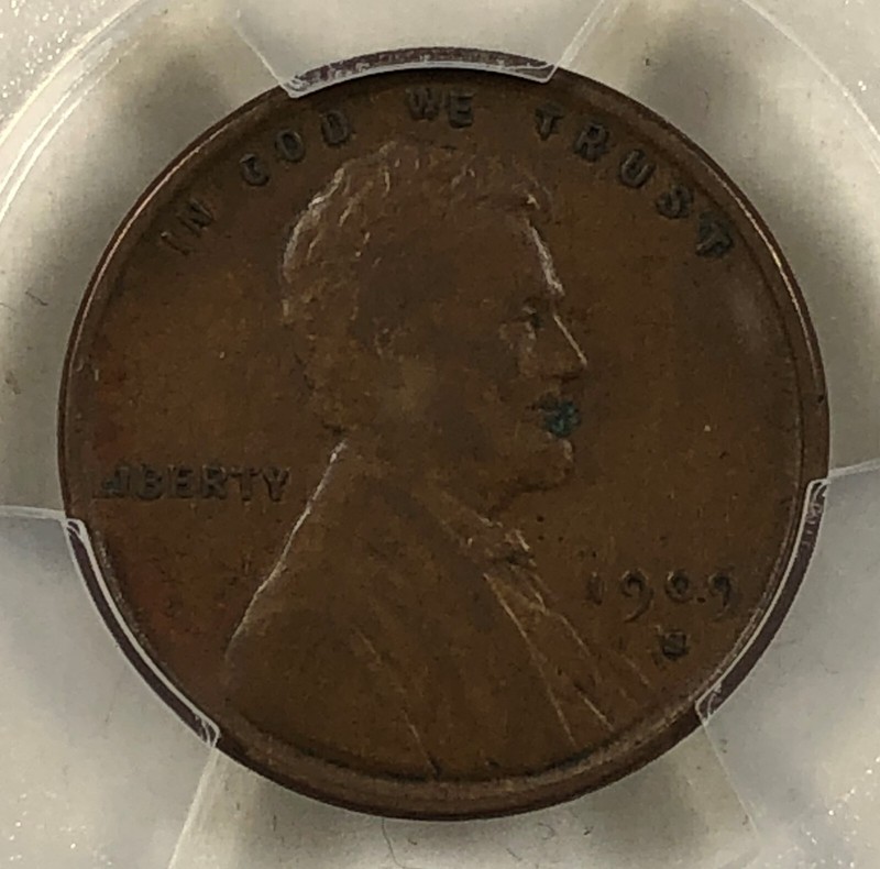 1909-S VDB 1c Lincoln Cent..01.  PCGS VF35. Carbon Spot