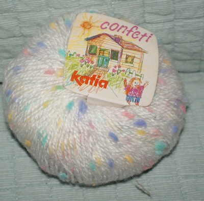 Confeti Yarn Katia White Pastel Flecks Crochet Knit Craft Fast Shipping