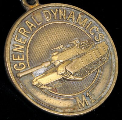 RARE GENERAL DYNAMICS LAND SYSTEMS DIVISION M60 M1 ABRAMS TANK BRASS FOB TOKEN !