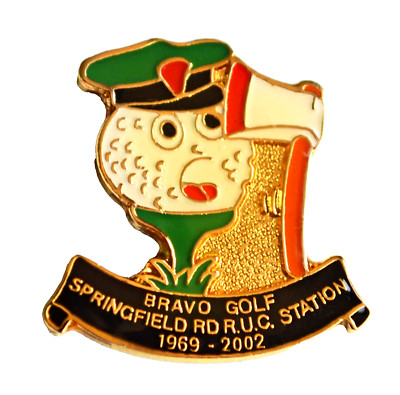 RUC Royal Ulster Constabulary SPRINGFIELD ROAD BRAVO GOLF West Belfast Pin Badge