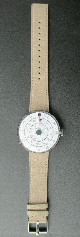 Montre Klokers Klok 01 Point Noir Bracelet Cuir Gris Beige Neuf